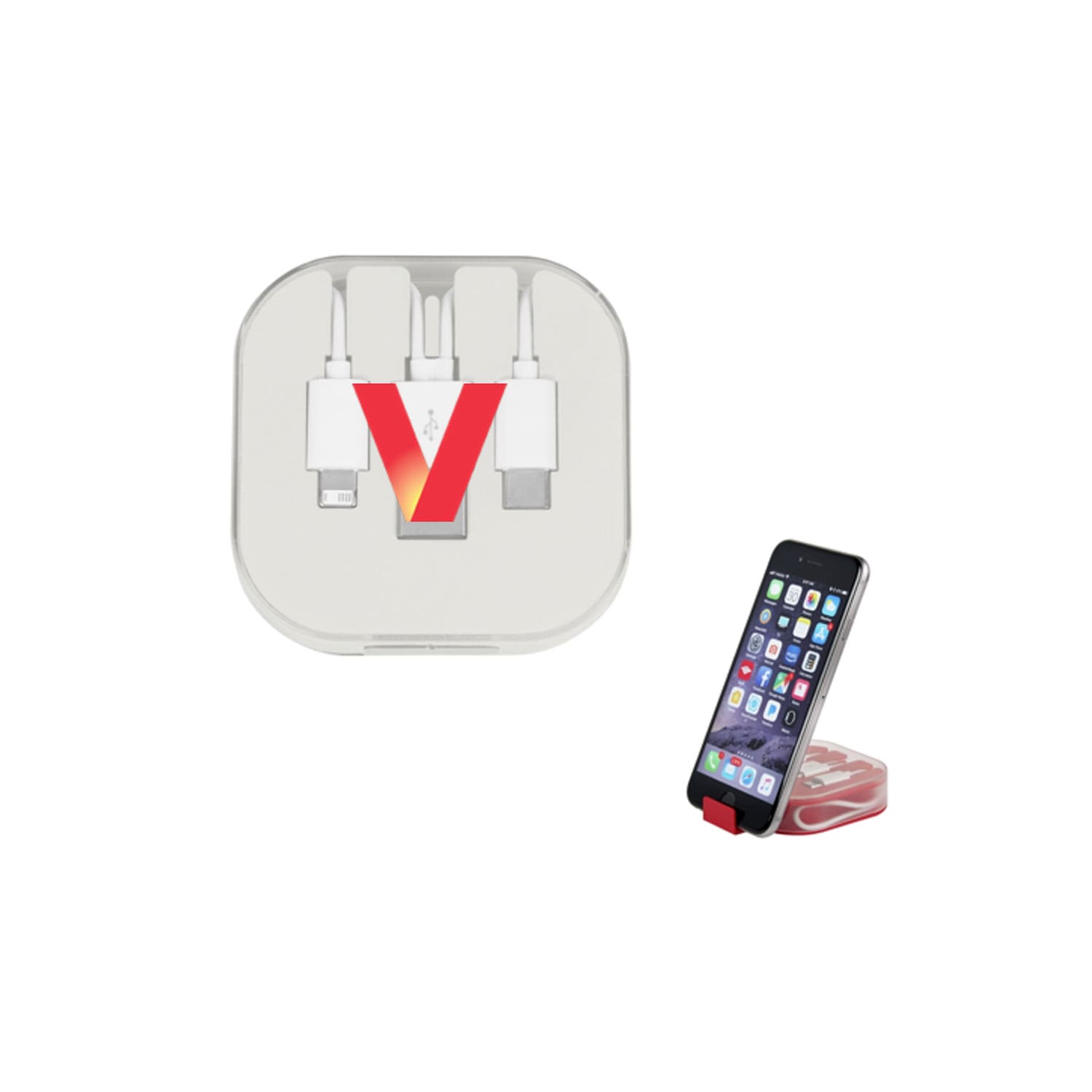 3-in-1 Charge Cable with Phone Stand White