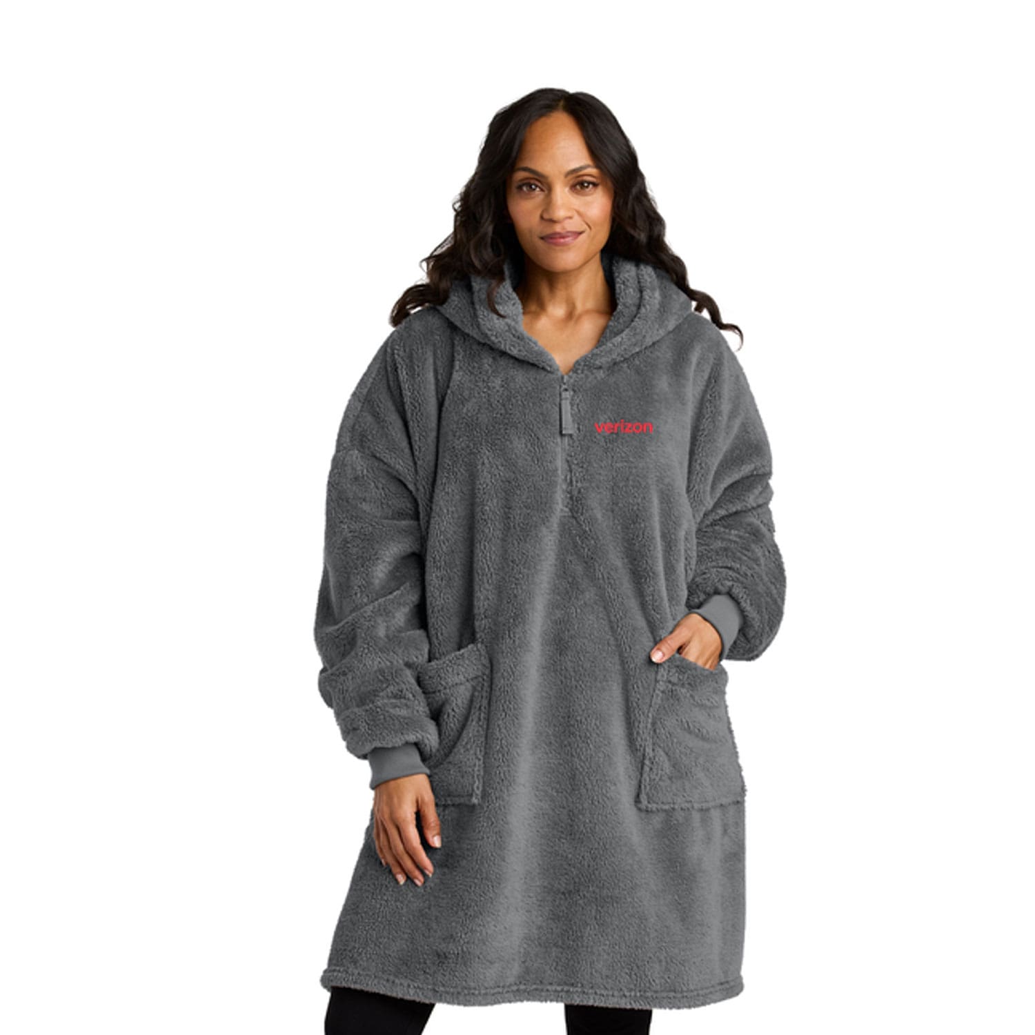 Plush Blanket Poncho - Smoke Gray